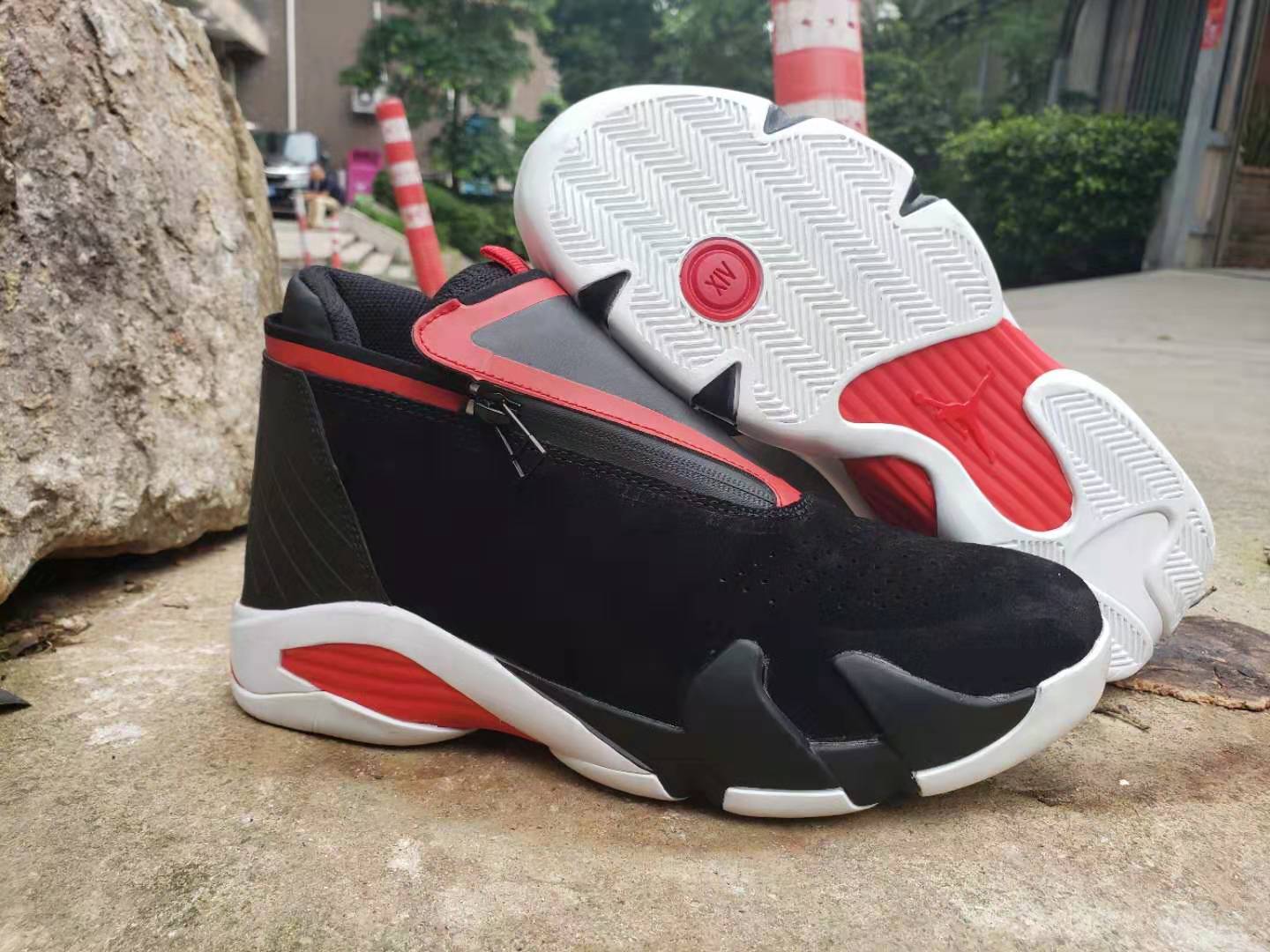 2019 Men Jordan 14 Retro Zipper Black Red White Shoes